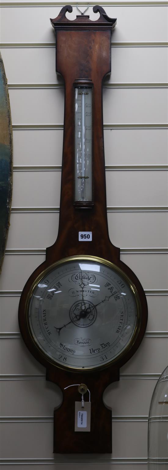 A Victorian mahogany wheel barometer, H. Webster, London W.31cm